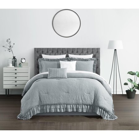 FIXTURESFIRST 9 Piece Keelan Comforter Set, Gray - Queen Size FI2099652
